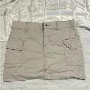 Beige Cargo Mini Skirt